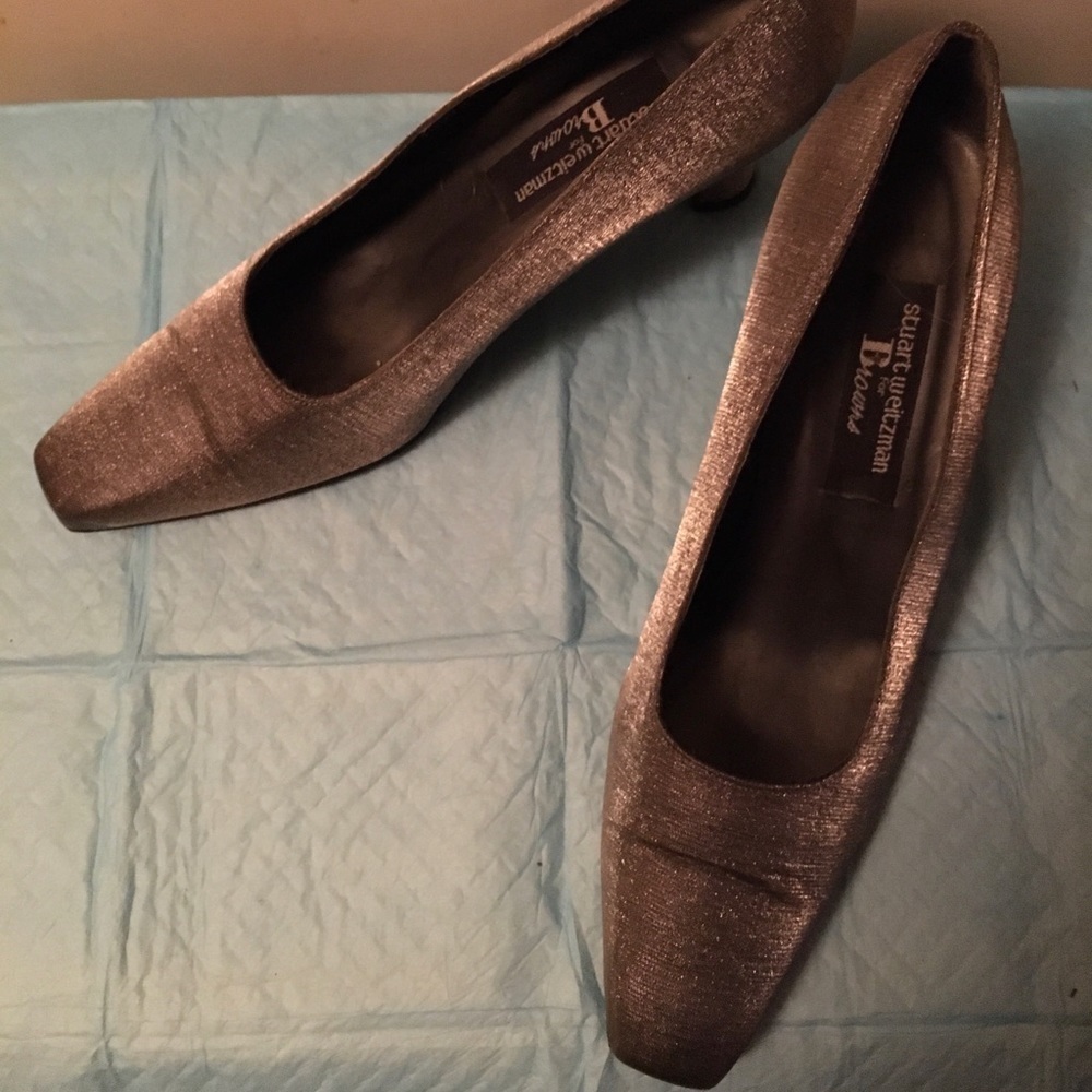 Stuart Weizmann Metallic Silver Lame Heels